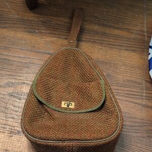 Brown and Green Textured Bag